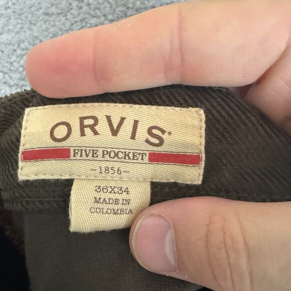 S Orvis Pants Men's 36x33 Brown Chino Corduroy Straight Classic Stretch 5 Pocket - Picture 9 of 11